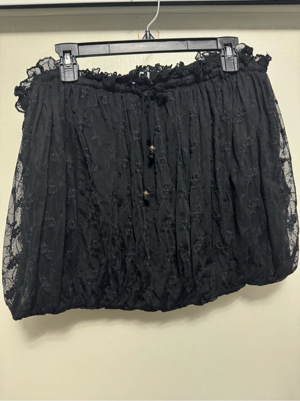 And Now This Black Lace Mini Bubble Skirt Size XL